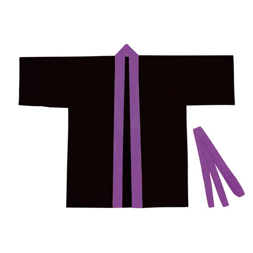 【アーテック】カラー不織布ハッピ　子供用　黒（紫襟）　夏祭り　体育祭　文化祭 １着/004574