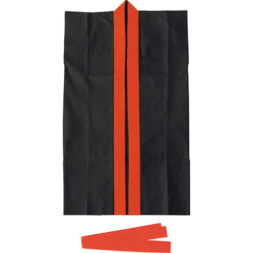 【アーテック】ロングハッピ不織布　Ｓ（ハチマキ付）　運動会　体育祭　衣装　お祭り（黒（赤襟）） １着/001552