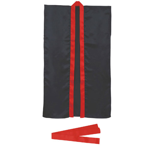 【アーテック】サテンロングハッピＳ（ハチマキ赤付）　運動会　体育祭　衣装　お祭り（黒（襟赤）） １着/002338