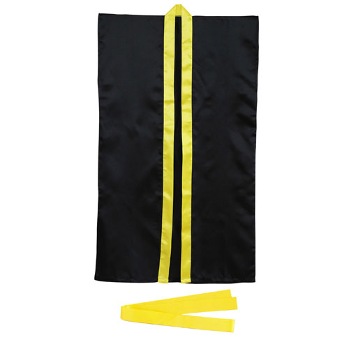 【アーテック】サテンロングハッピＬ（ハチマキ付）　運動会　体育祭　衣装　お祭り（黒（黄襟）） １着/002365