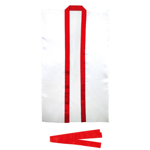 【アーテック】サテンロングハッピ　Ｊ（ハチマキ付）　運動会　体育祭　衣装　お祭り（白（赤襟）） １着/004076