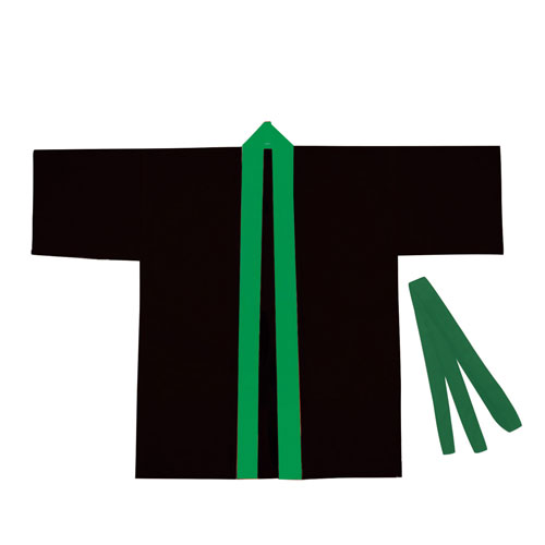 【アーテック】カラー不織布ハッピ　子供用Ｓ　運動会　体育祭　衣装　お祭り（黒（緑襟）） １着/004571