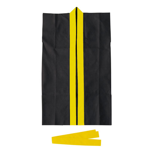 【アーテック】ライト不織布ロングハッピ　Ｊ　運動会　体育祭　衣装　お祭り（黒（黄襟）） １着/004991