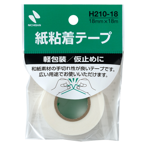 【ニチバン】紙粘着テープ　軽包装用紙粘着テープ（白） １巻/H210-18