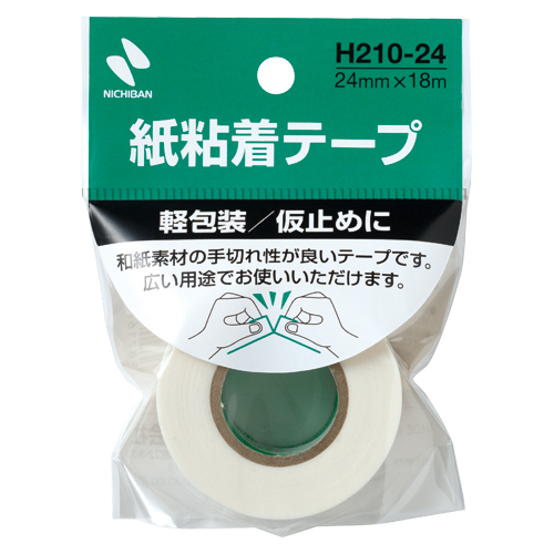 【ニチバン】紙粘着テープ　軽包装用紙粘着テープ（白） １巻/H210-24