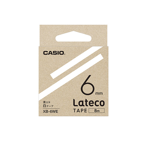【カシオ】ラベルライター　Ｌａｔｅｃｏ専用　詰め替え用テープ　６ｍｍ幅（白テープ／黒文字） １本/XB-6WE