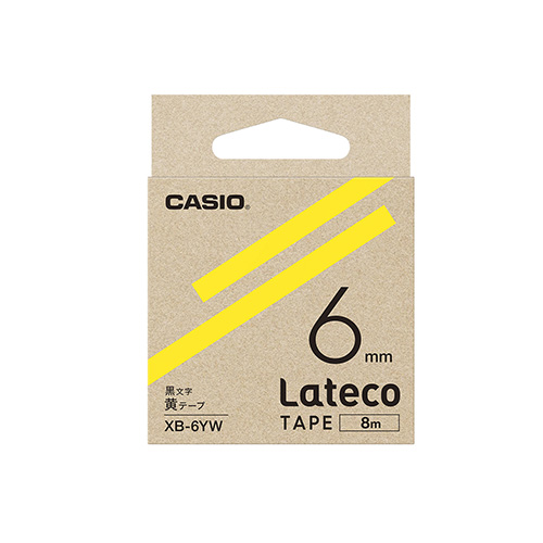 【カシオ】ラベルライター　Ｌａｔｅｃｏ専用　詰め替え用テープ　６ｍｍ幅（黄テープ／黒文字） １本/XB-6YW