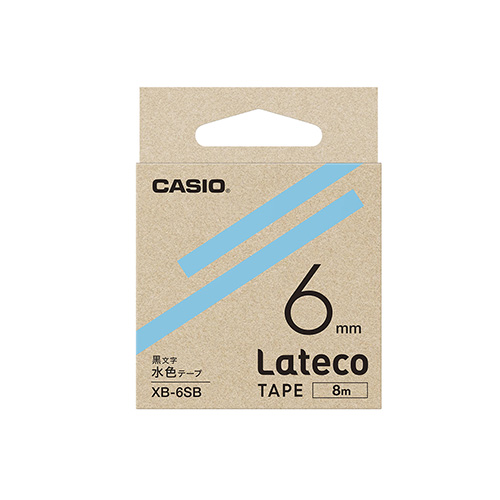 【カシオ】ラベルライター　Ｌａｔｅｃｏ専用　詰め替え用テープ　６ｍｍ幅（水色テープ／黒文字） １本/XB-6SB