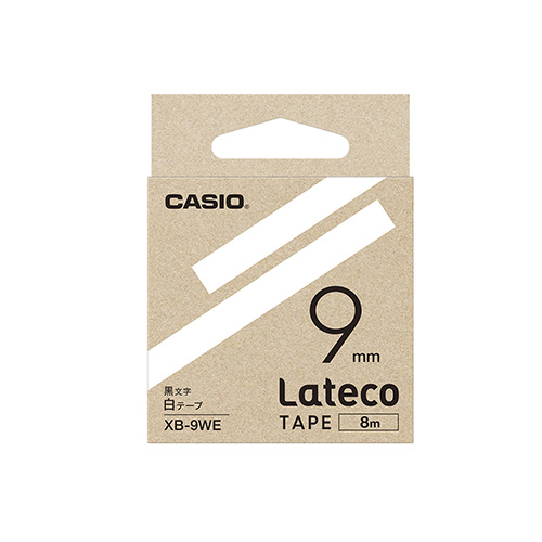 【カシオ】ラベルライター　Ｌａｔｅｃｏ専用　詰め替え用テープ　９ｍｍ幅（白テープ／黒文字） １本/XB-9WE