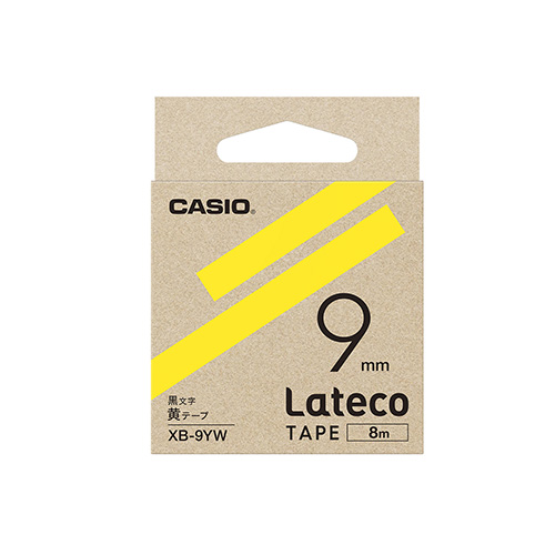 【カシオ】ラベルライター　Ｌａｔｅｃｏ専用　詰め替え用テープ　９ｍｍ幅（黄テープ／黒文字） １本/XB-9YW