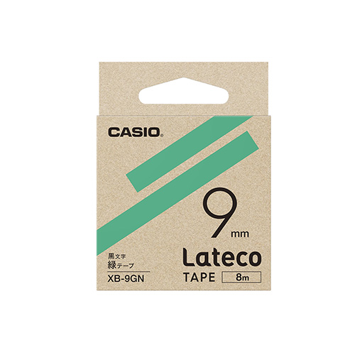 【カシオ】ラベルライター　Ｌａｔｅｃｏ専用　詰め替え用テープ　９ｍｍ幅（緑テープ／黒文字） １本/XB-9GN