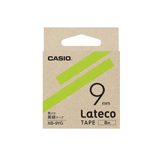 【カシオ】ラベルライター　Ｌａｔｅｃｏ専用　詰め替え用テープ　９ｍｍ幅（黄緑テープ黒文字） １本/XB-9YG