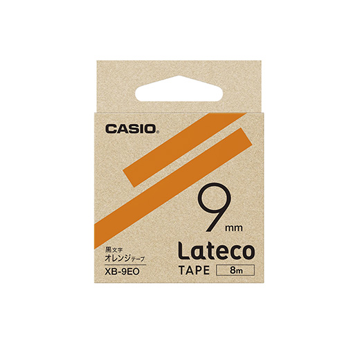 【カシオ】ラベルライター　Ｌａｔｅｃｏ専用　詰め替え用テープ　９ｍｍ幅（オレンジテープ／黒文字） １本/XB-9EO