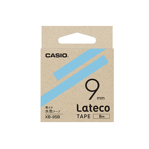 【カシオ】ラベルライター　Ｌａｔｅｃｏ専用　詰め替え用テープ　９ｍｍ幅（水色テープ／黒文字） １本/XB-9SB