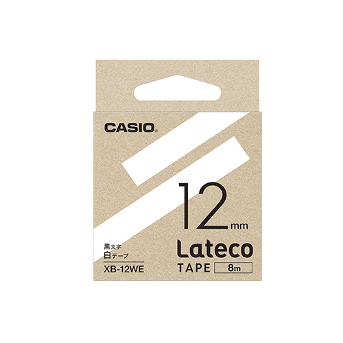 【カシオ】ラベルライター　Ｌａｔｅｃｏ専用　詰め替え用テープ　１２ｍｍ幅（白テープ／黒文字） １本/XB-12WE