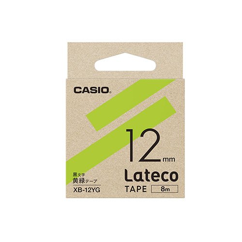 【カシオ】ラベルライター　Ｌａｔｅｃｏ専用　詰め替え用テープ　１２ｍｍ幅（黄緑テープ黒文字） １本/XB-12YG