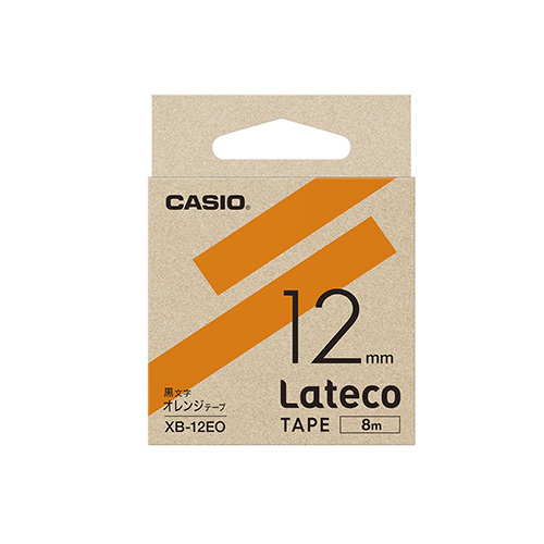 【カシオ】ラベルライター　Ｌａｔｅｃｏ専用　詰め替え用テープ　１２ｍｍ幅（オレンジテープ／黒文字） １本/XB-12EO