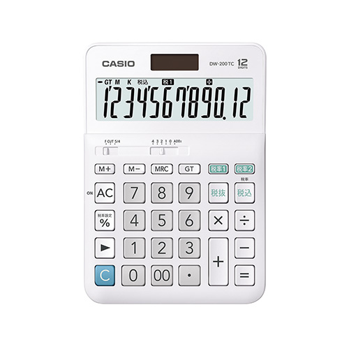 【カシオ】Ｗ税率電卓　デスクタイプ１２桁 １台/DW-200TC-N
