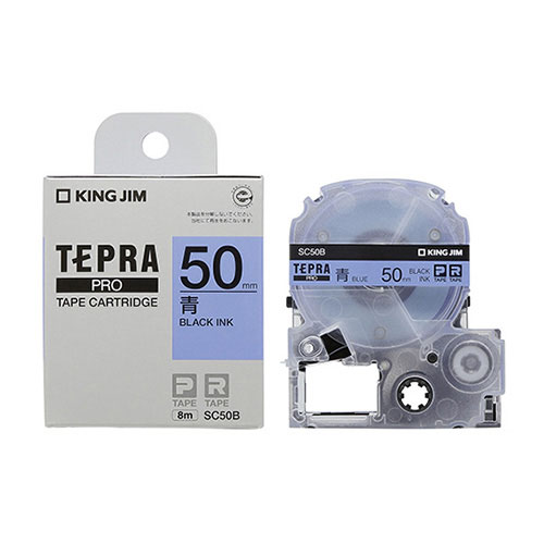 【キングジム】テプラ　ＰＲＯテープカートリッジ　カラーラベル　パステル　幅：50mm（青テープ／黒文字） １個/SC50B