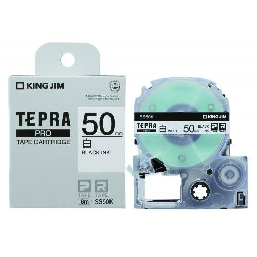 【キングジム】テプラ　ＰＲＯテープカートリッジ　白ラベル　幅：50mm（白テープ／黒文字） １個/SS50K