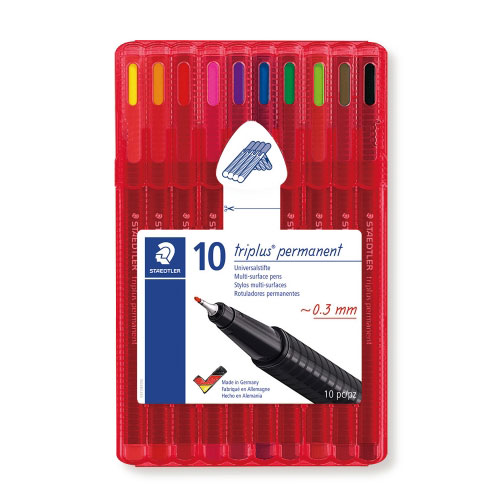【ステッドラー】トリプラス　パーマネント・油性細書きペン　１０色セット